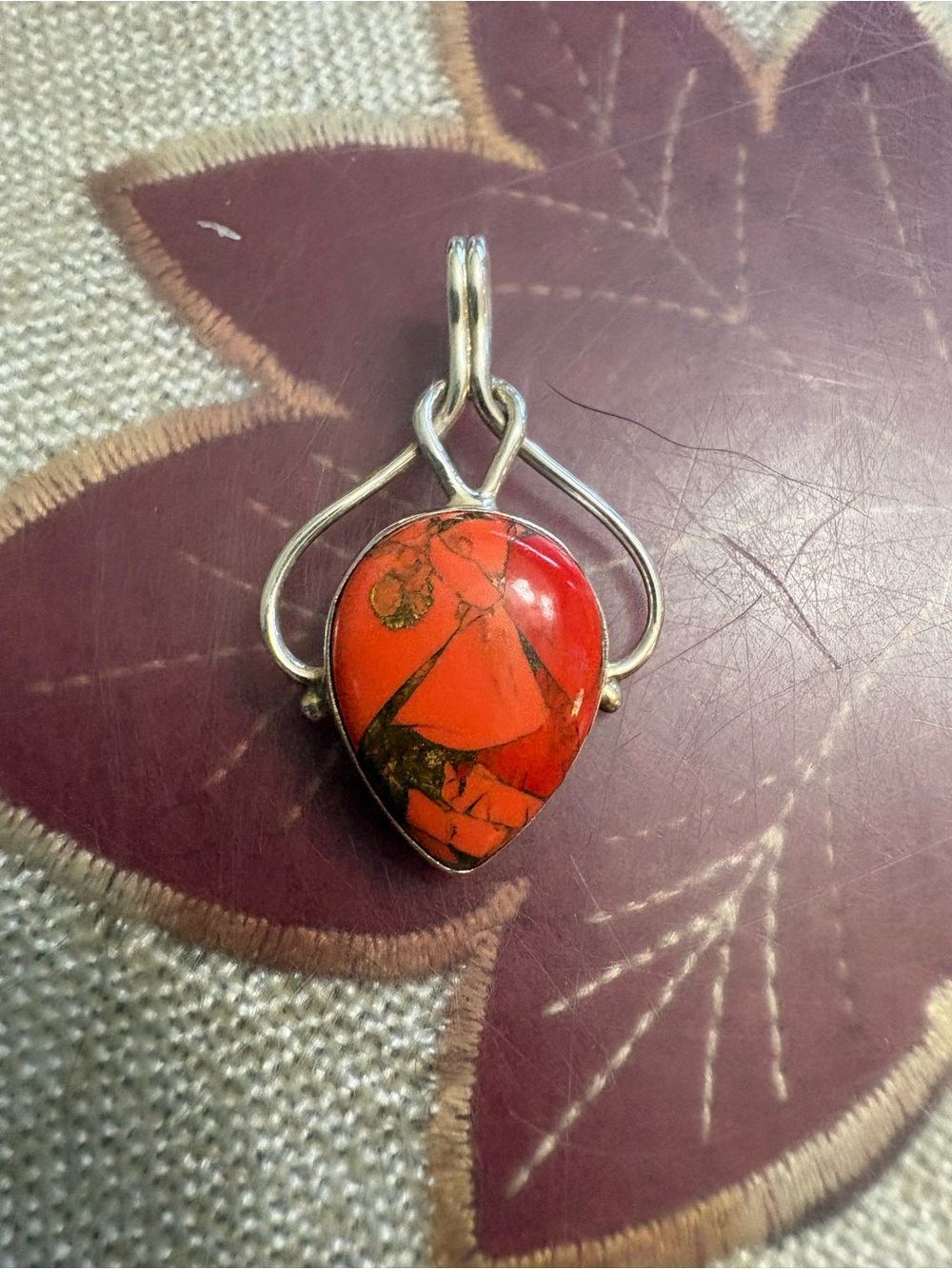 Silver Teardrop Red Jasper Pendant - Red Stone Women’s Jewelry earrings
